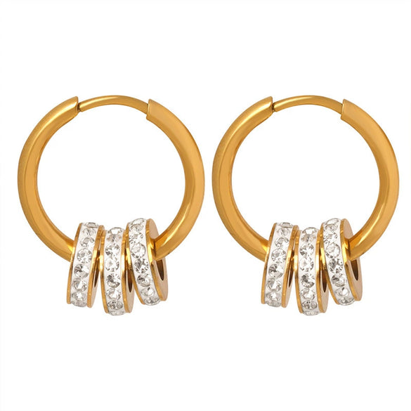 Wholesale Titanium Steel Geometric Small Circle Earrings For Women Gold Plated