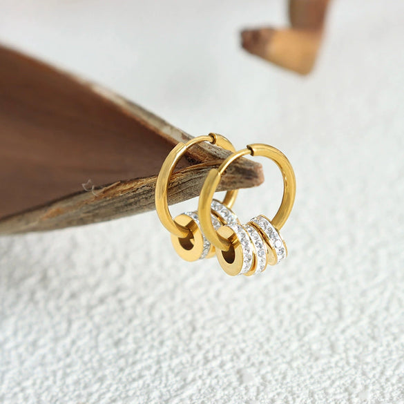 Wholesale Titanium Steel Geometric Small Circle Earrings For Women Gold Plated