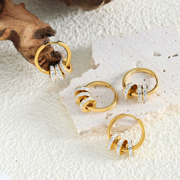 Wholesale Titanium Steel Geometric Small Circle Earrings For Women Gold Plated
