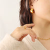 Wholesale Titanium Steel Geometric Smooth Cshaped Electroplated Earrings For Women