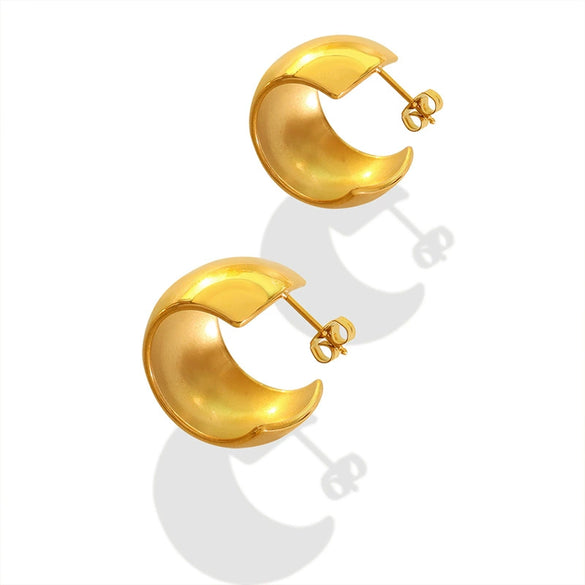 Wholesale Titanium Steel Geometric Smooth Cshaped Electroplated Earrings For Women