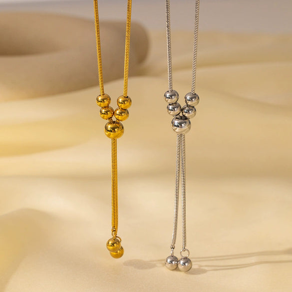 Wholesale Titanium Steel Geometric Snake Bone Chain Adjustable Necklace For Women With Electroplating Design