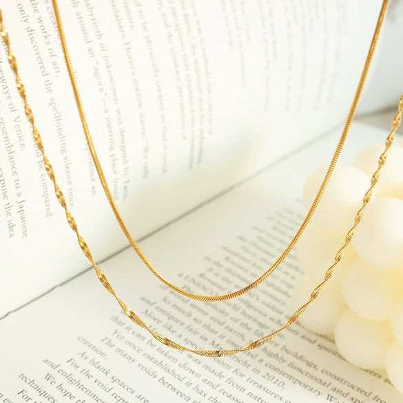 Wholesale Titanium Steel Geometric Snake Bone Chain Doublelayer Women's Clavicle Necklace With Electroplating