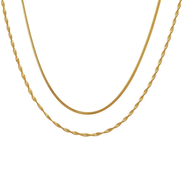 Wholesale Titanium Steel Geometric Snake Bone Chain Doublelayer Women's Clavicle Necklace With Electroplating