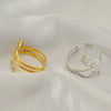 Wholesale Titanium Steel Geometric Snake Ring For Women With Electroplating Hollow And Adjustable Design