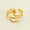 Wholesale Titanium Steel Geometric Snake Ring For Women With Electroplating Hollow And Adjustable Design