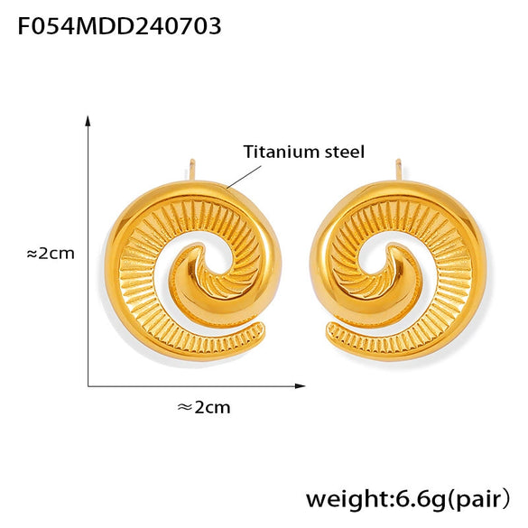 Wholesale 316L Stainless Steel Geometric Spiral Shape Earrings With Electroplating Treatment And Design Sense For Unisex