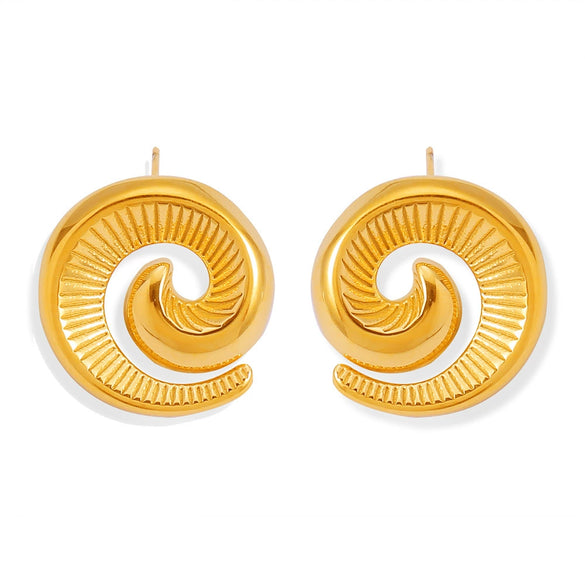 Wholesale 316L Stainless Steel Geometric Spiral Shape Earrings With Electroplating Treatment And Design Sense For Unisex