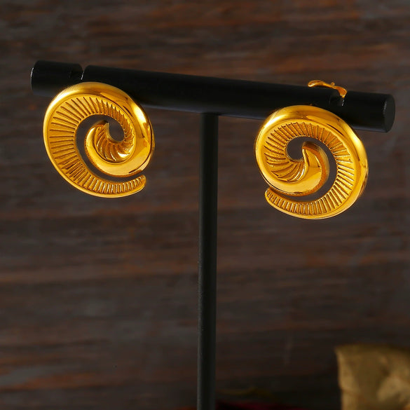 Wholesale 316L Stainless Steel Geometric Spiral Shape Earrings With Electroplating Treatment And Design Sense For Unisex
