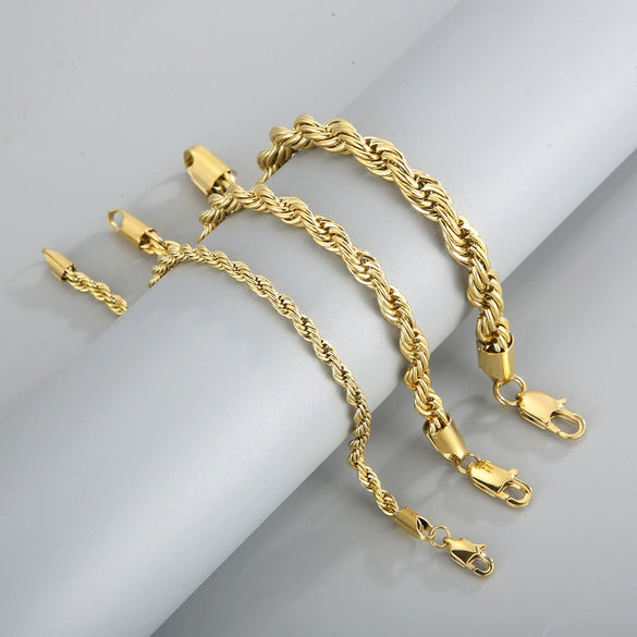 Wholesale Titanium Steel Geometric Sporty Style Spiral Hemp Rope Twist Chain Women's Bracelet