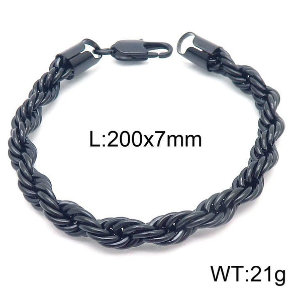 Wholesale Titanium Steel Geometric Sporty Style Spiral Hemp Rope Twist Chain Women's Bracelet