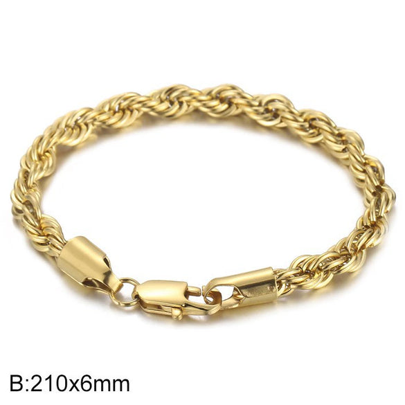 Wholesale Titanium Steel Geometric Sporty Style Spiral Hemp Rope Twist Chain Women's Bracelet