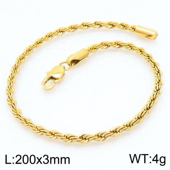 Wholesale Titanium Steel Geometric Sporty Style Spiral Hemp Rope Twist Chain Women's Bracelet