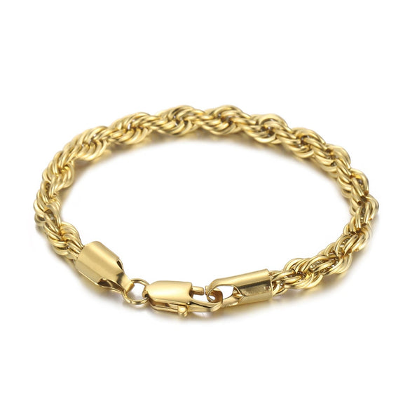 Wholesale Titanium Steel Geometric Sporty Style Spiral Hemp Rope Twist Chain Women's Bracelet