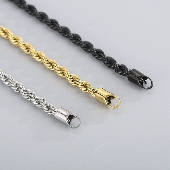 Wholesale Titanium Steel Geometric Sporty Style Spiral Hemp Rope Twist Chain Women's Bracelet