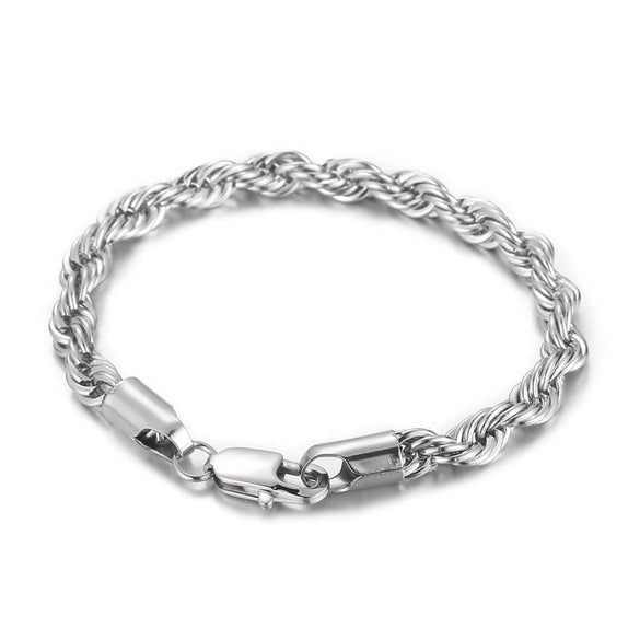 Wholesale Titanium Steel Geometric Sporty Style Spiral Hemp Rope Twist Chain Women's Bracelet