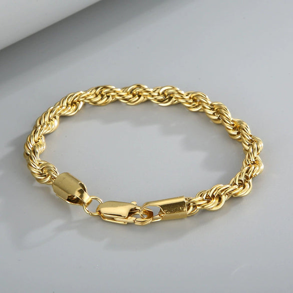 Wholesale Titanium Steel Geometric Sporty Style Spiral Hemp Rope Twist Chain Women's Bracelet