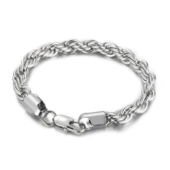 Wholesale Titanium Steel Geometric Sporty Style Spiral Hemp Rope Twist Chain Women's Bracelet