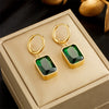 Wholesale Titanium Steel Geometric Square And Round Earrings Goldplated Fashion Retro Style For Women