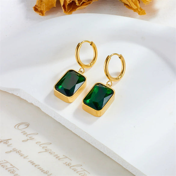 Wholesale Titanium Steel Geometric Square And Round Earrings Goldplated Fashion Retro Style For Women