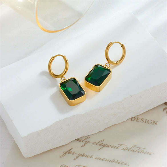 Wholesale Titanium Steel Geometric Square And Round Earrings Goldplated Fashion Retro Style For Women