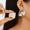 Wholesale Titanium Steel Geometric Square Concave Earrings 18K Gold Plated Simple Style For Women
