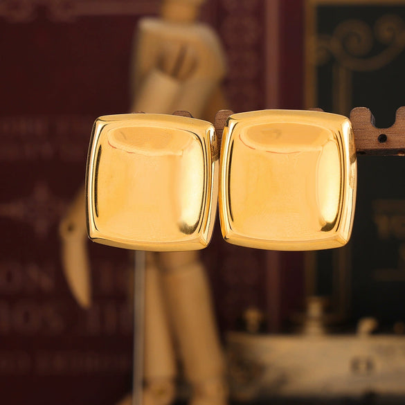 Wholesale Titanium Steel Geometric Square Concave Earrings 18K Gold Plated Simple Style For Women
