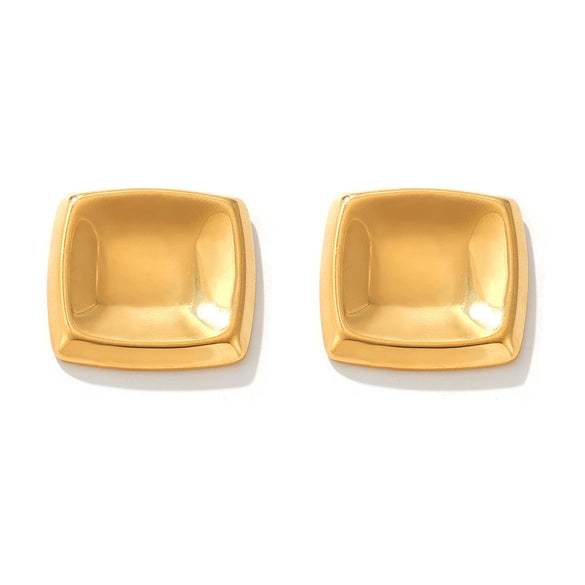 Wholesale Titanium Steel Geometric Square Concave Earrings 18K Gold Plated Simple Style For Women