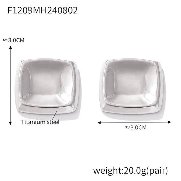 Wholesale Titanium Steel Geometric Square Concave Earrings 18K Gold Plated Simple Style For Women