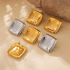Wholesale Titanium Steel Geometric Square Concave Earrings 18K Gold Plated Simple Style For Women