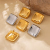 Wholesale Titanium Steel Geometric Square Concave Earrings Plated With 18K Gold Simple Style For Women