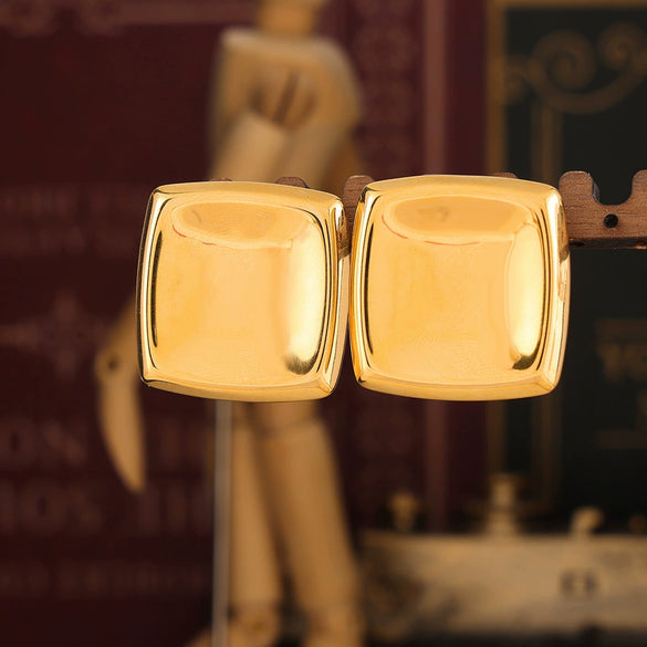 Wholesale Titanium Steel Geometric Square Concave Earrings Plated With 18K Gold Simple Style For Women