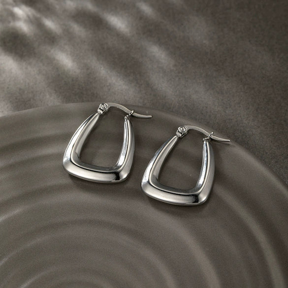 Wholesale Titanium Steel Geometric Square Earrings For Women Electroplated Simple Fashion Design