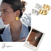 Wholesale Titanium Steel Geometric Square Hammer Pattern Earrings For Women With 18K Gold Electroplating