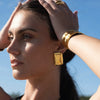 Wholesale Titanium Steel Geometric Square Hammer Pattern Earrings For Women With 18K Gold Electroplating