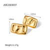 Wholesale Titanium Steel Geometric Square Hammer Pattern Earrings For Women With 18K Gold Electroplating
