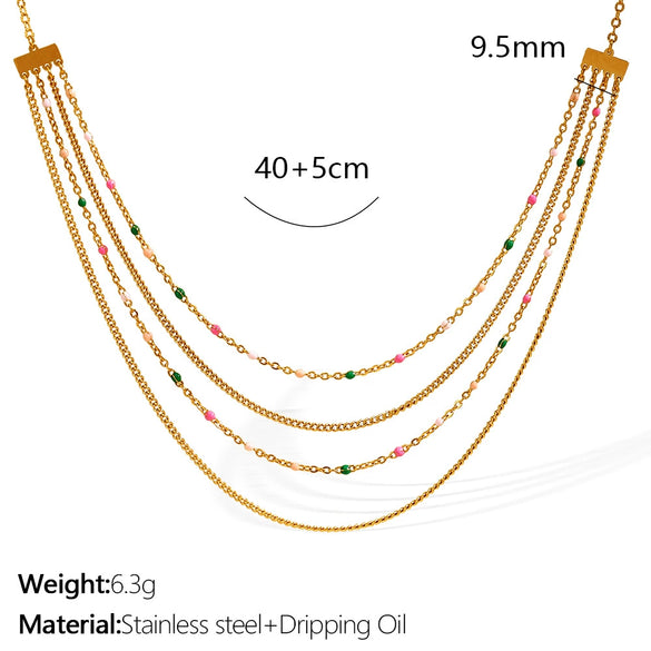 Wholesale 316L Stainless Steel Geometric Stacked Clavicle Chain Necklace For Women With Electroplating