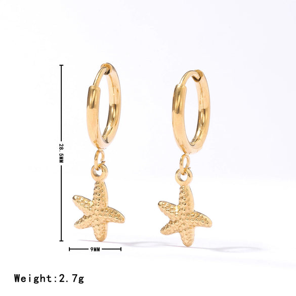 Wholesale Titanium Steel Geometric Starfish Pendant Earrings For Women Minimalist Style