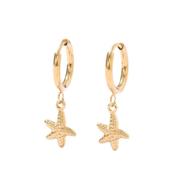 Wholesale Titanium Steel Geometric Starfish Pendant Earrings For Women Minimalist Style