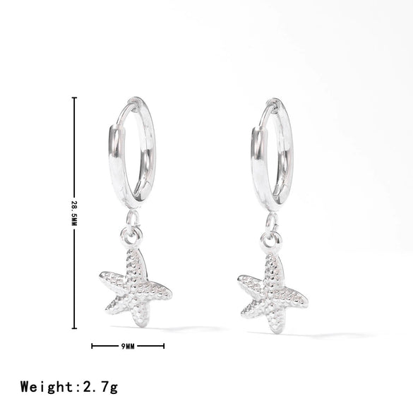 Wholesale Titanium Steel Geometric Starfish Pendant Earrings For Women Minimalist Style