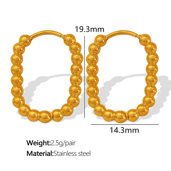 Wholesale 316L Stainless Steel Geometric Stud Earrings For Women Simple Retro Style With Gold Beads And Electroplating