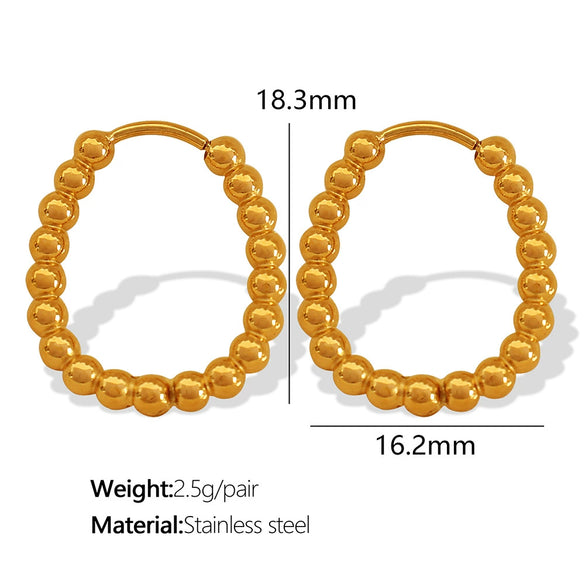 Wholesale 316L Stainless Steel Geometric Stud Earrings For Women Simple Retro Style With Gold Beads And Electroplating