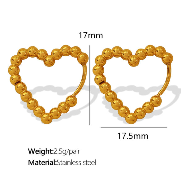 Wholesale 316L Stainless Steel Geometric Stud Earrings For Women Simple Retro Style With Gold Beads And Electroplating