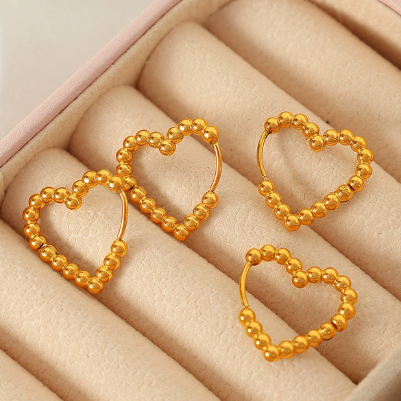 Wholesale 316L Stainless Steel Geometric Stud Earrings For Women Simple Retro Style With Gold Beads And Electroplating