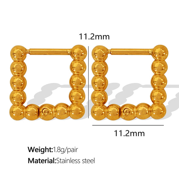 Wholesale 316L Stainless Steel Geometric Stud Earrings For Women Simple Retro Style With Gold Beads And Electroplating