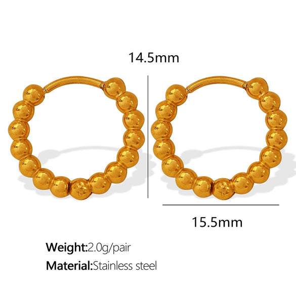 Wholesale 316L Stainless Steel Geometric Stud Earrings For Women Simple Retro Style With Gold Beads And Electroplating
