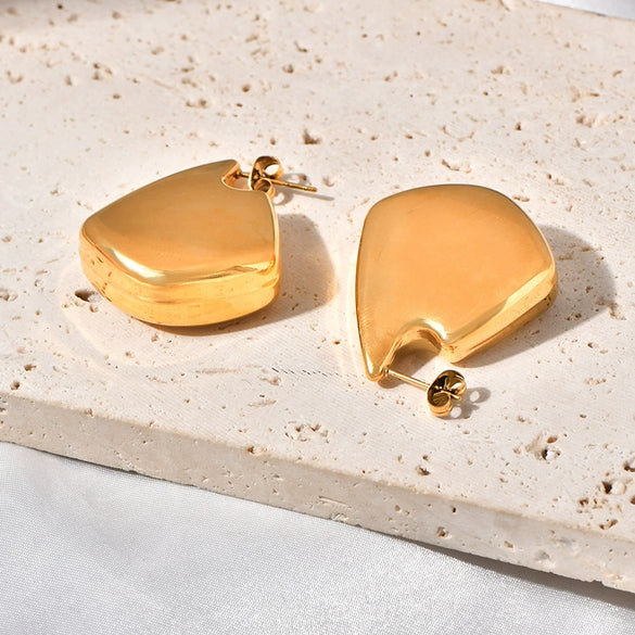 Wholesale Titanium Steel Geometric Stud Earrings 18K Goldplated For Women