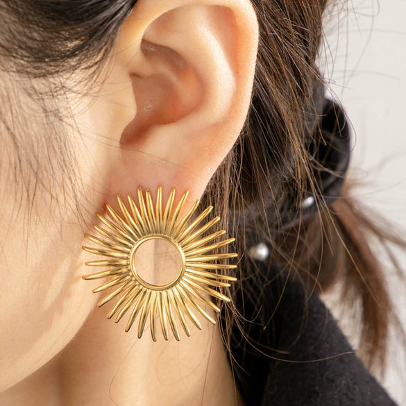 Wholesale Titanium Steel Geometric Stud Earrings With Electroplating Exaggerated Niche Style For Women