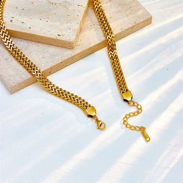 Wholesale Titanium Steel Geometric Style Clavicle Chain Necklace With Heavy Industry Hip Hop Punk Design