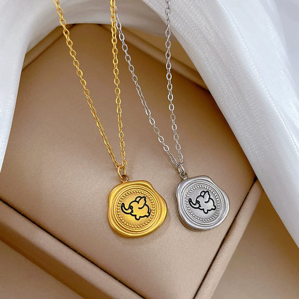 Wholesale Titanium Steel Geometric Style Electroplated Necklace For Women